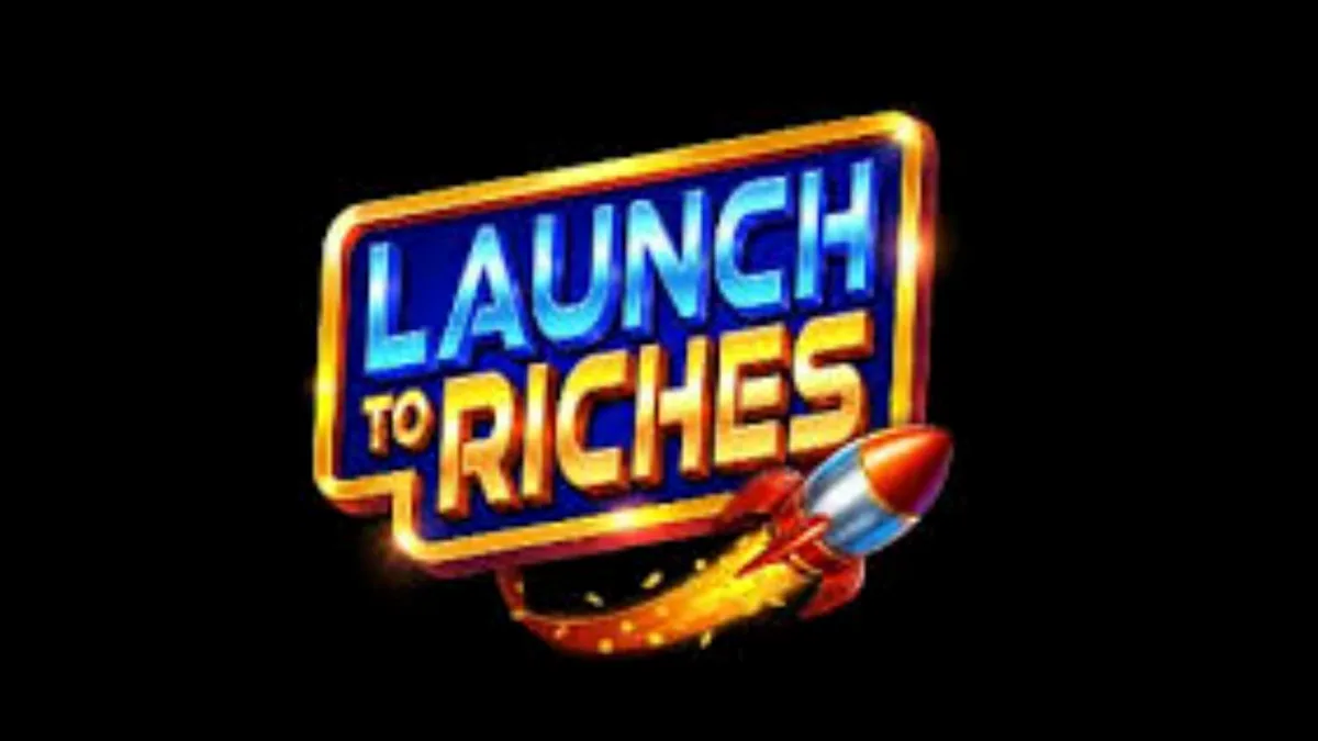 Interface futurista do slot Launch to Riches com elementos espaciais e rolos brilhantes.